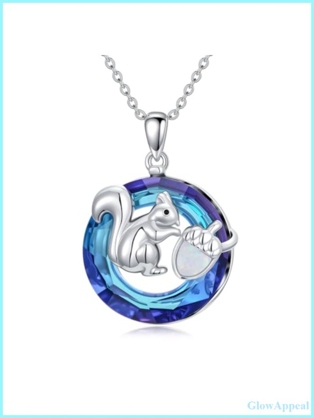 Sterling Silver Squirrel Acorn Pendant Necklace Adjustable Chain